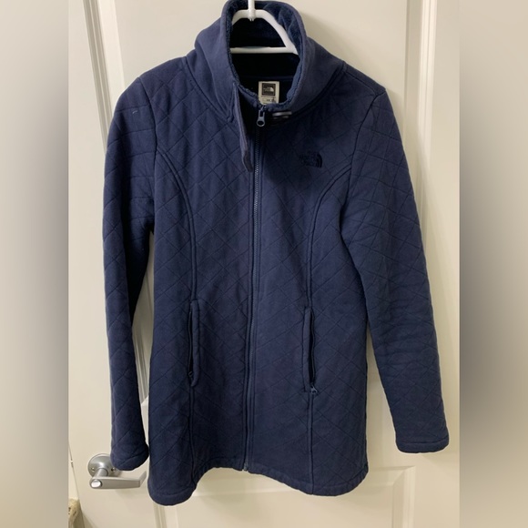 NORTH FACE Navy Quilted Sherpa Zip Up - Picture 1 of 8